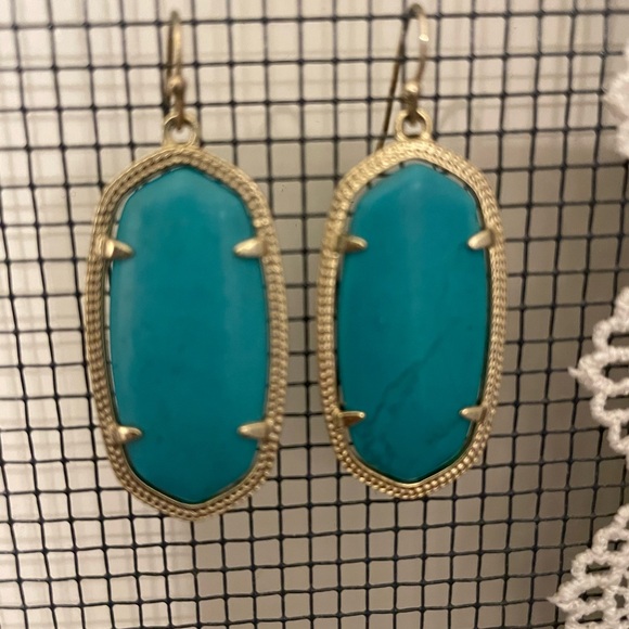 Kendra Scott Turquoise Elle Gold Drop Earrings - Picture 1 of 1